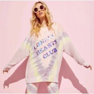 Wildfox Lonely Hearts Club Sweatshirt Tie Dye Pullover XS New With Tags
